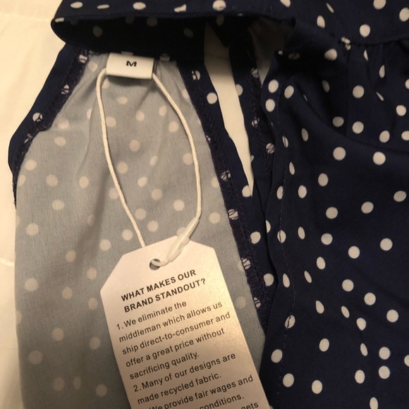 Blue Polka Dot Halter Dress - Picture 4 of 4